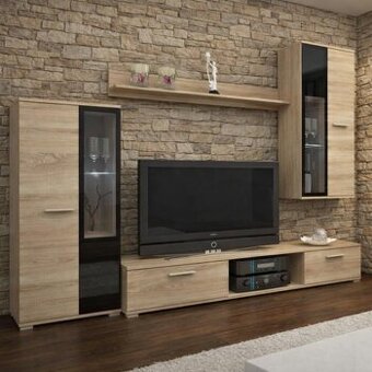 Obývacia stena dub sonoma biela matna