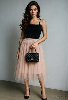 Béžová romantická midi sukňa🎀