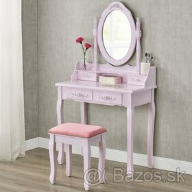 POZRI foto - Toaletný stolík Mira + stolička – ružový - 1