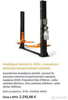 Dvojstĺpový zdvihák 4t