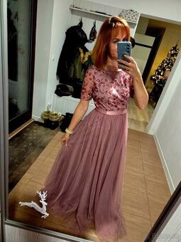 Ružové spoločenské šaty, veľ.S