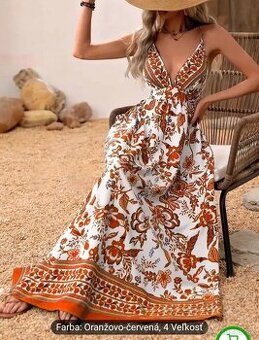 Dámske šaty nové dlhé bielo oranžové XL