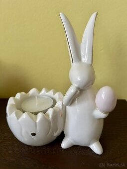 DVOJSOCHA PORCELÁNOVÉHO ZAJAČIKA výška 15 cm
