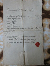 Dokument r. 1819 Bratislava, vydaný cestovný doklad, Fekete - 1