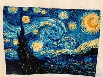 Ručne vyšívaný obraz – „Hviezdna noc" V. van Gogha