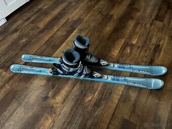 carvingové lyže ELAN  dĺžka 144 + palice +  lyžiarky
