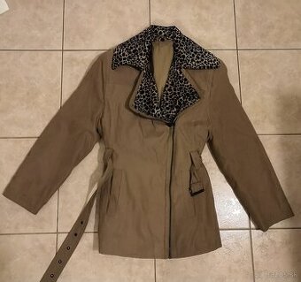 Kabát hnedý dámsky s leopardím vzorom