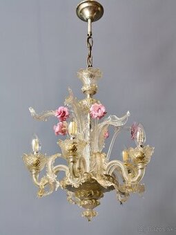 Benátsky päťramenný sklenený luster Murano