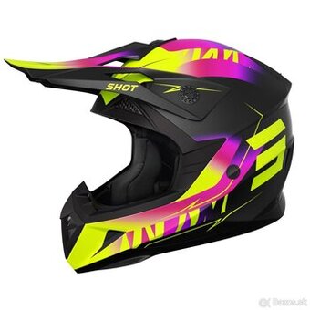 Ľahká prilba motocross enduro fluo žlta ružová
