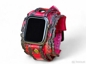Kožený remienok pre apple hodinky červený