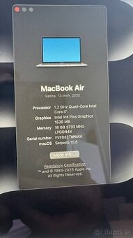 Predám MacBook Air 13” (2020)- Intel i7, 16Gb ram, 512 ssd