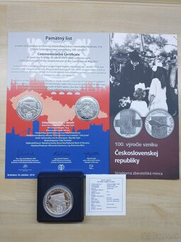 strieborné mince SK proof, pamätný list