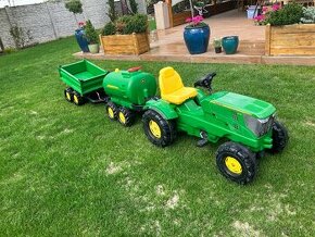 JOHN DEERE detský šlapací traktor + súčiastky