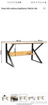 Písací stôl TARTAL 140x60 buk/čierna