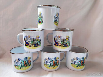 Smaltované hrnčeky s retro obrázkami