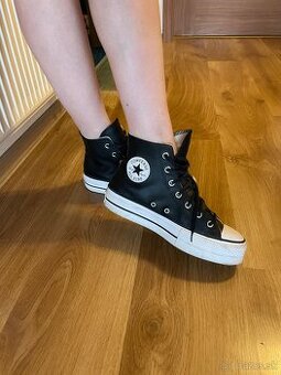 Converse All Star - čierne, vysoké, kožené