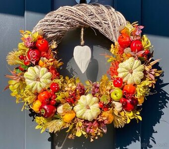 Jesenný veniec na dvere 38cm dekorácia venček J4