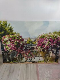 Obraz s kvetinami a bicyklami