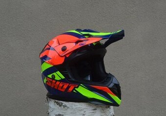 juniorská detská prilba okuliare shot oranžová žltá fluo