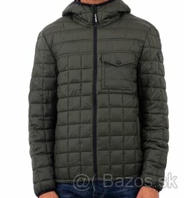 REPLAY prechodná pánska bunda s kapucňou tmavozelená M