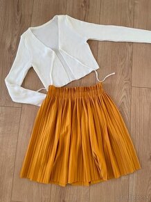 Žltá skladaná sukňa - 1