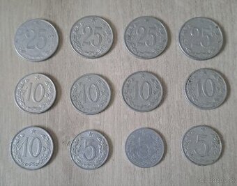 Mince československé hliníkové, haliere ČSSR Al