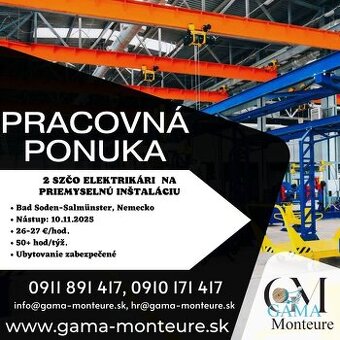 2x SZČO ELEKTRIKÁR – PRIEMYSELNÉ ELEKTROINŠTALÁCIE (NEMECKO)