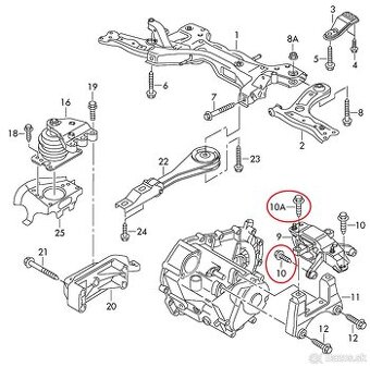 Sada orig skrutiek držiaku prevodovky VW Škoda Seat