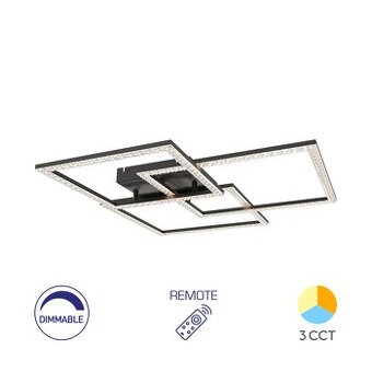 LED krištáľové stropné svetlo Braytron 80W – čierne diaľkov