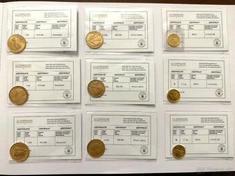 Zlate mince podla oficialne deneho kurza z certifikatou