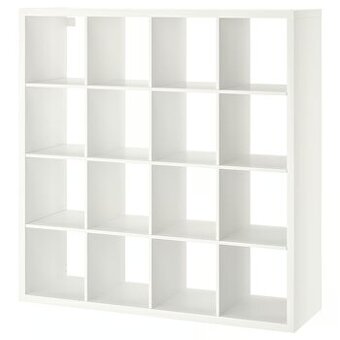PREDAM Police IKEA typ KALLAX 4x4 farba buk 2 ks a biela 1ks