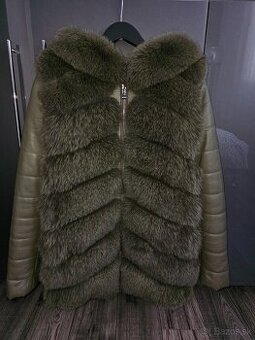 Khaki kožuch z líšky