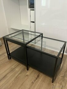 Čierny sklenený stol+vitrina