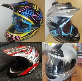 Predám prilby - helmy na moto / motocross / downhill / bike