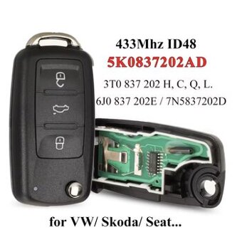 Plný kľúč VW, Škoda, Seat - nenaprogramovaný bez výbrusu