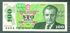 Staré bankovky - 100 kčs 1989 Gottwald bezvadný stav