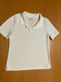 Dievčenské tričko s krátkym rukávom a límcom Lindex, veľ.128