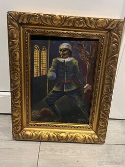 Predám starý obraz na foto, plátno.