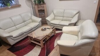 Kožená sedačka a taburetka