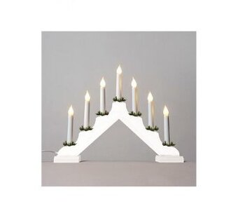 Adventný svietnik drevený biely s bielou LED 7x34V