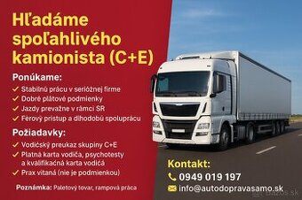 Hľadáme kamionistu (C+E)– Senec a okolie