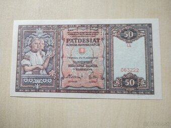 predám starú bankovku  50 korún 1940  unc