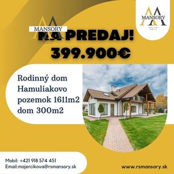 Na predaj rodinný dom v Hamuliakove s pozemkom 1611m2
