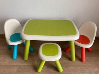 Stolík Smoby so stoličkami, lavičkou a taburetkou