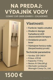 Na predaj výdajník vody Coway CHP-06ER (ohrev + chladenie)