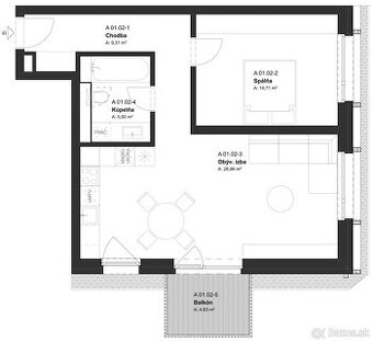 REZERVÁCIA (BD1_01.02) 2-izbový byt v projekte KRÁSNE V K