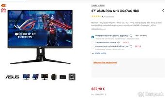 [Predám] Herný monitor - 27" ASUS ROG Strix XG27AQ HDR