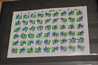 Retro samolepky šmoulové, šmolkovia, smurfs písmenka