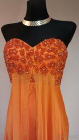 Šaty oranžové - nové, veľ.8, zníž.cena - ponúknite