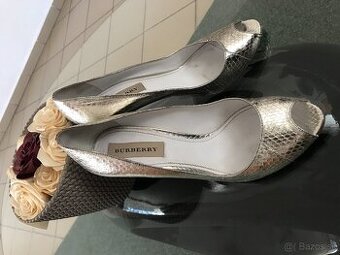 BURBERRY originál metalicke damske lodicky 39